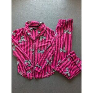 Room Service Pajama Set Womens Small Pink Zebra Print Long Sleeve Pants PJs
